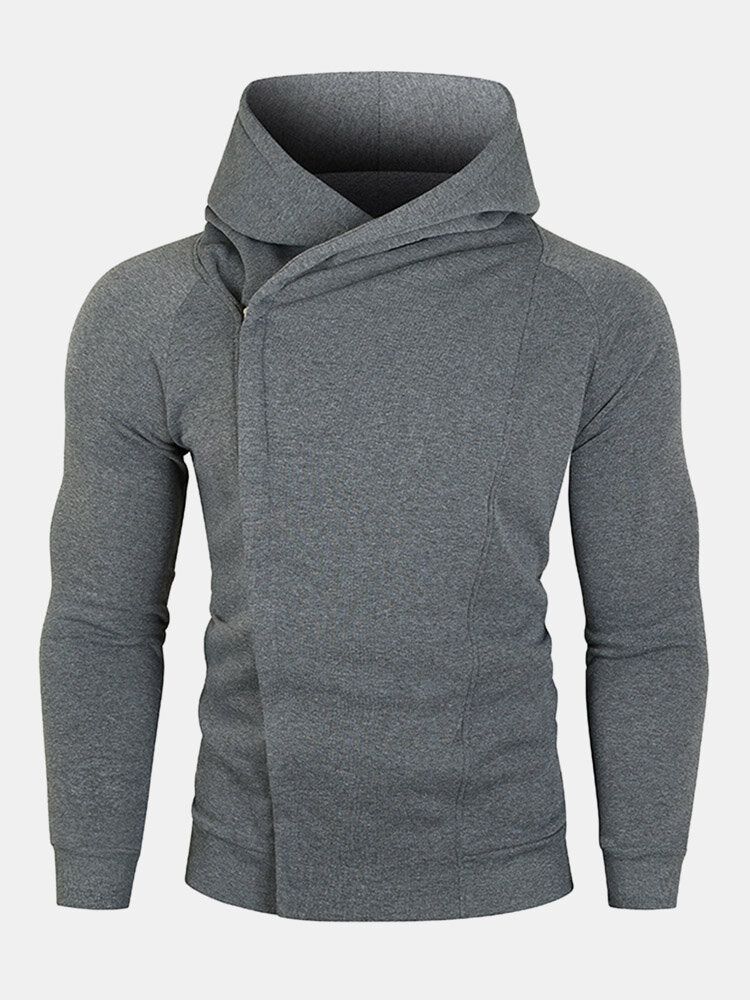 Herren Kapuzen-sweatshirt Mit Festem Reißverschluss Und Raglanärmeln