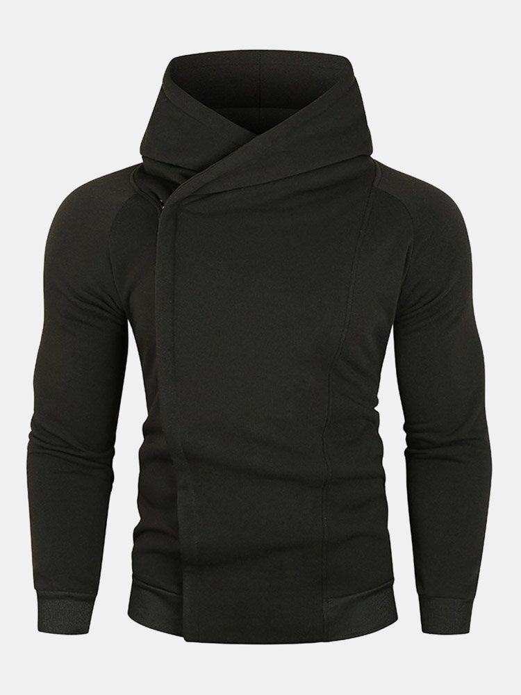 Herren Kapuzen-sweatshirt Mit Festem Reißverschluss Und Raglanärmeln