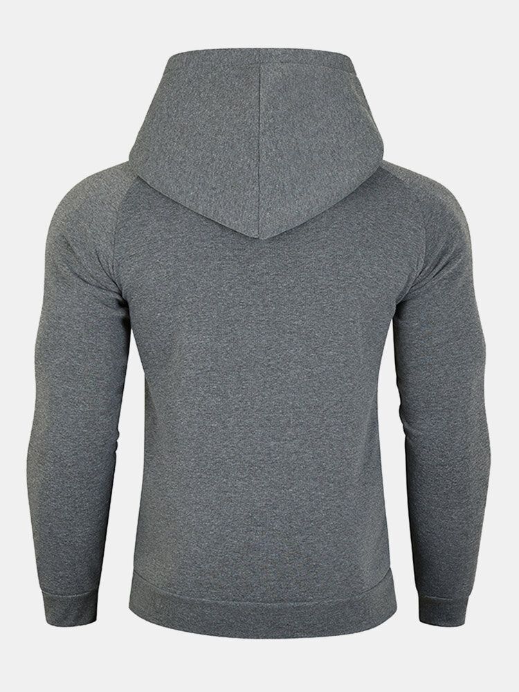 Herren Kapuzen-sweatshirt Mit Festem Reißverschluss Und Raglanärmeln