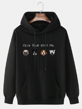 Herren-kapuzenpulli Mit Cartoon-tierbuchstaben Und Fallender Schulter Und Tasche