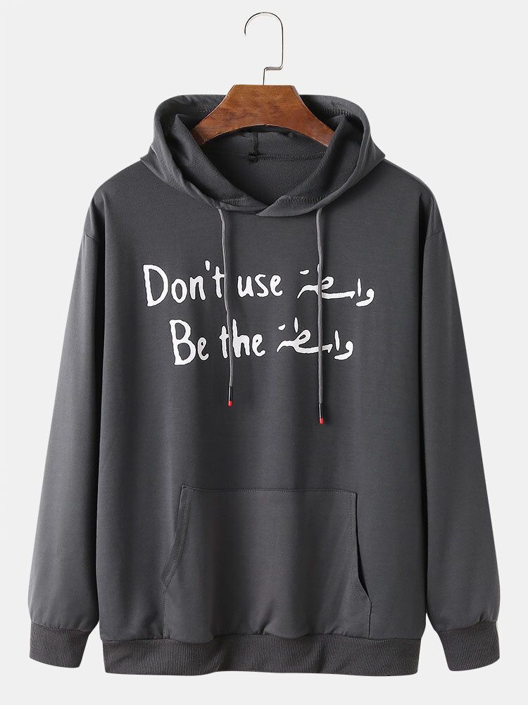 Herren-kapuzenpullover Mit Buchstaben-slogan-print 100 % Baumwolle Kordelzug