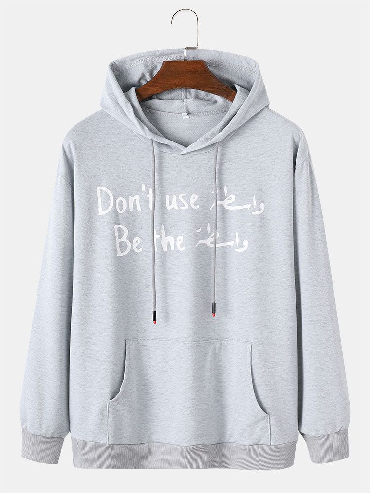 Herren-kapuzenpullover Mit Buchstaben-slogan-print 100 % Baumwolle Kordelzug