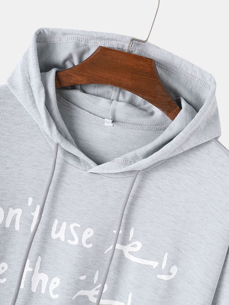 Herren-kapuzenpullover Mit Buchstaben-slogan-print 100 % Baumwolle Kordelzug