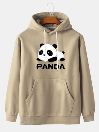 Herren-kapuzenpullover Mit Cartoon-panda-aufdruck Fallender Schulter Und Kängurutasche