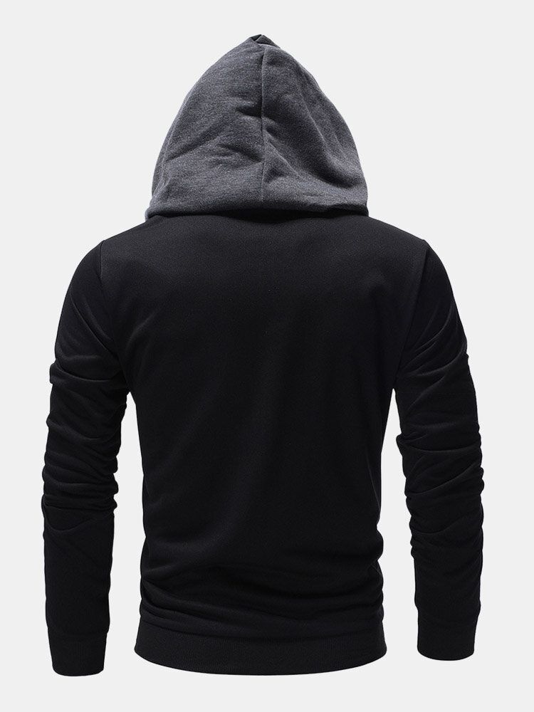 Herren Kapuzenpullover Mit Reißverschluss Patchwork Farbblock Taschen Kapuzen-sweatshirt