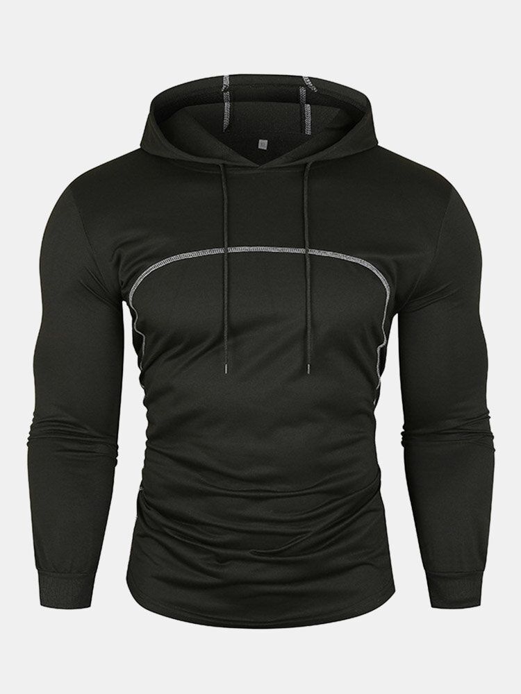 Herren Patchwork Solid Winter Sport Fleece Kapuzen-sweatshirt