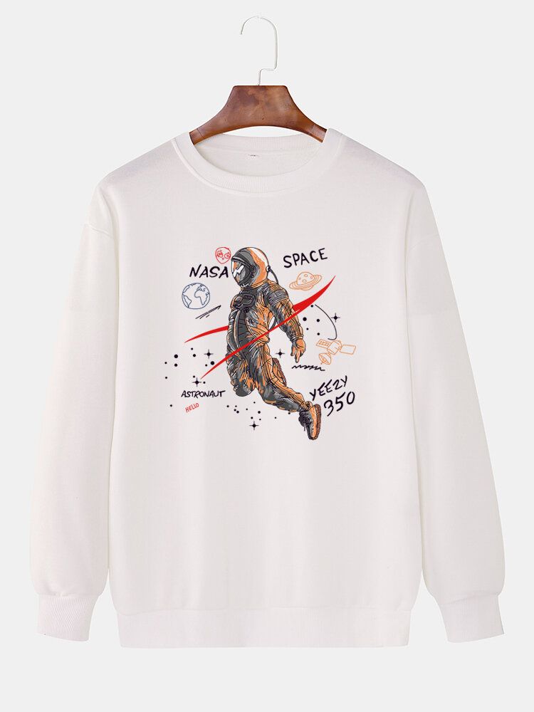 Herren-pullover Mit Astronauten-print Drop-shoulder-langarm-lässige Sweatshirts