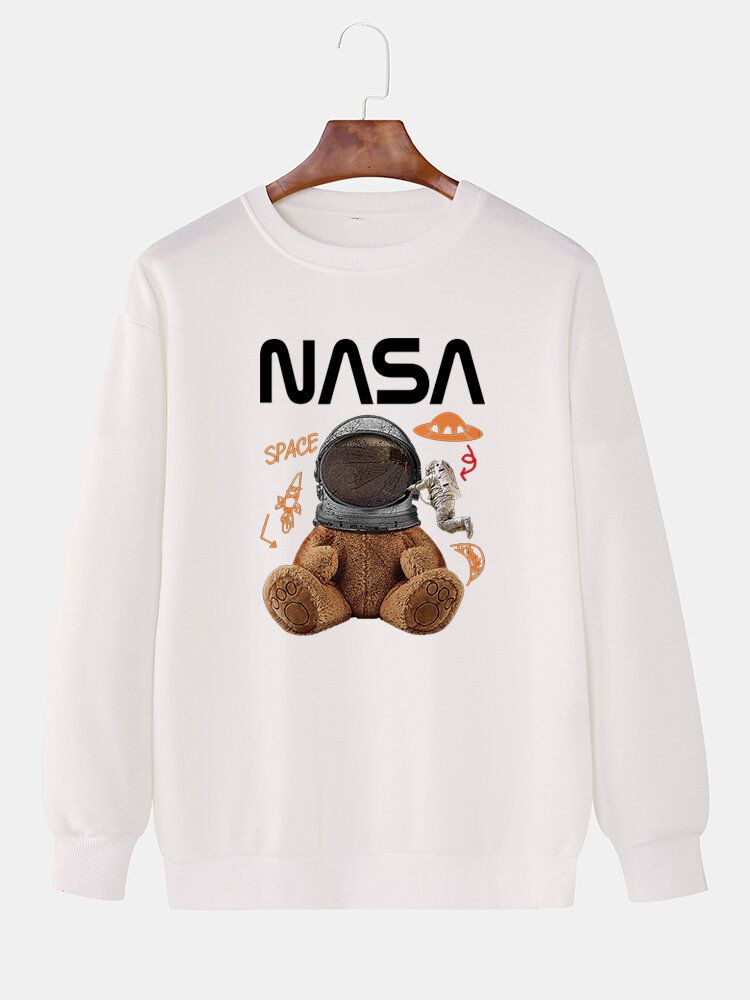 Herren-pullover Mit Lustigem Puppenbär-astronautendruck Drop-shoulder-sweatshirts