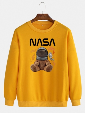 Herren-pullover Mit Lustigem Puppenbär-astronautendruck Drop-shoulder-sweatshirts