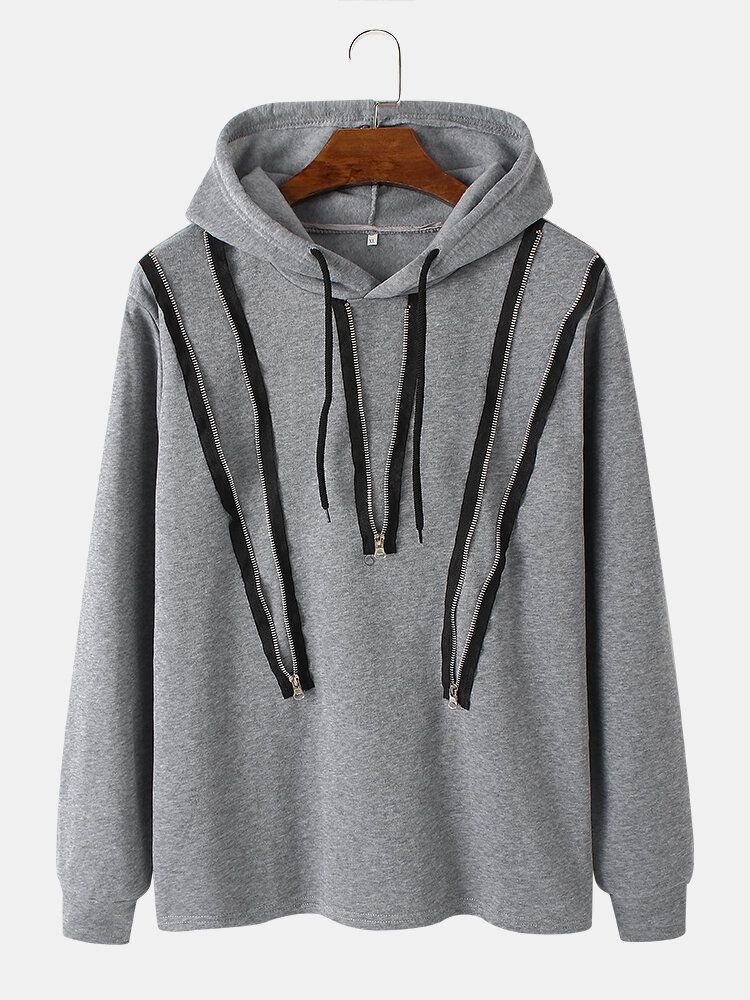 Herren-scratches-reißverschluss-detail-streetstyle-lässiger Kordelzug-hoodie