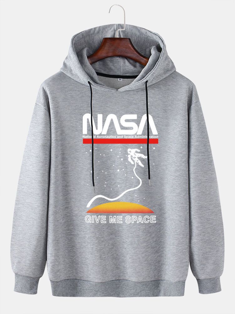 Herren-slogan-druckmuster Langärmlige Lässige Hoodies Mit Kordelzug