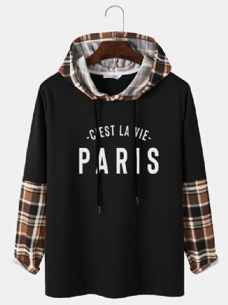 Herren-spleißärmel-hoodie Mit „paris“-buchstabendruck