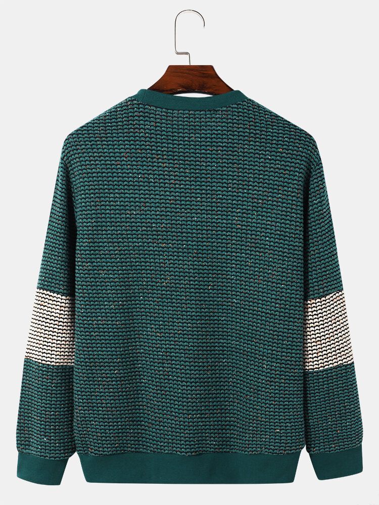 Herren-strick-patchwork-farbblock-langarm-lässiger Pullover