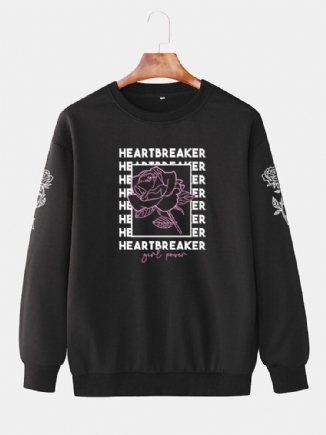 Herren-sweatshirt Mit Rundhalsausschnitt Blumengrafik Buchstabendruck Lässige Drop-shoulder-sweatshirts