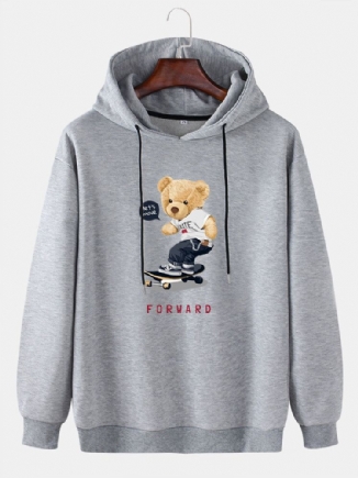 Hoodies Mit Kordelzug Und Cartoon-skateboard-bärendruck Für Herren