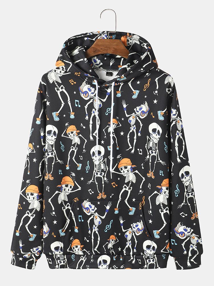 Kapuzen-sweatshirt Mit Halloween-tanzschädel-print Für Herren