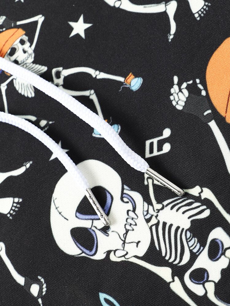 Kapuzen-sweatshirt Mit Halloween-tanzschädel-print Für Herren