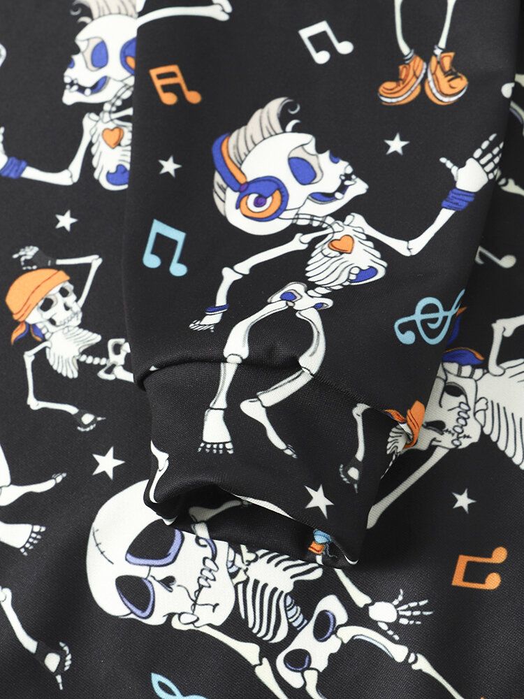 Kapuzen-sweatshirt Mit Halloween-tanzschädel-print Für Herren