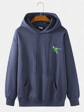 Lässige Baumwoll-hoodies Mit Weihnachtsmütze Und Cartoon-dinosaurier-print Für Herren