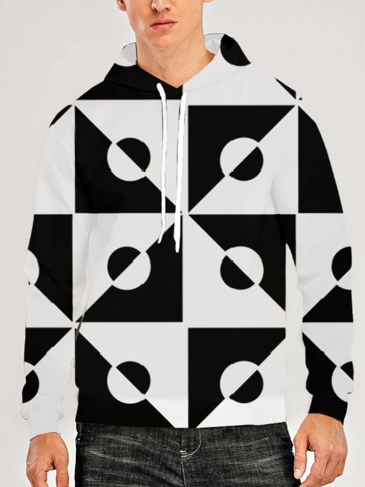 Lässige Hoodies Mit 3d-geometriemuster Und Taschen Für Herren