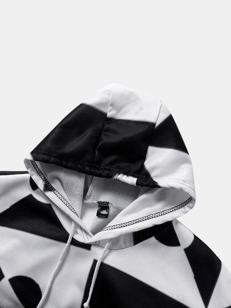 Lässige Hoodies Mit 3d-geometriemuster Und Taschen Für Herren