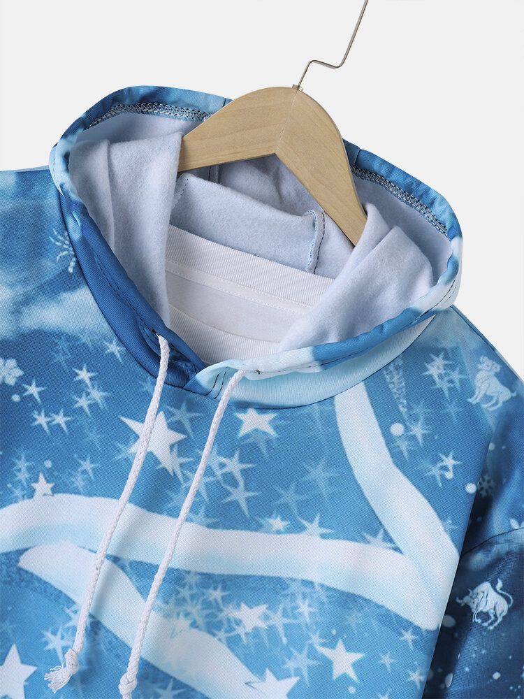 Lässige Hoodies Mit Kordelzug Und Weihnachtsmotiven Für Herren Mit Sternen-schneeflocken-print