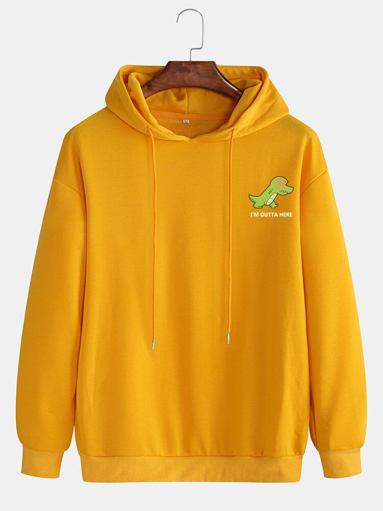 Lässige Kapuzenpullover Mit Kordelzug Aus Baumwolle Für Herren Mit Cartoon-dinosaurier-buchstabendruck