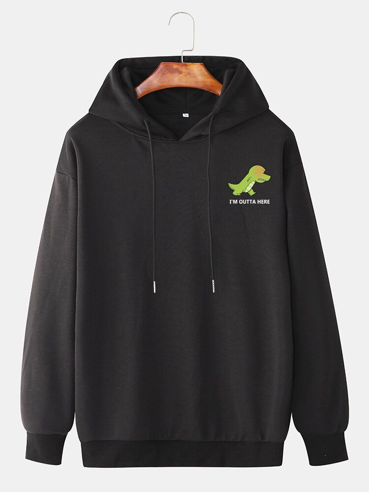 Lässige Kapuzenpullover Mit Kordelzug Aus Baumwolle Für Herren Mit Cartoon-dinosaurier-buchstabendruck