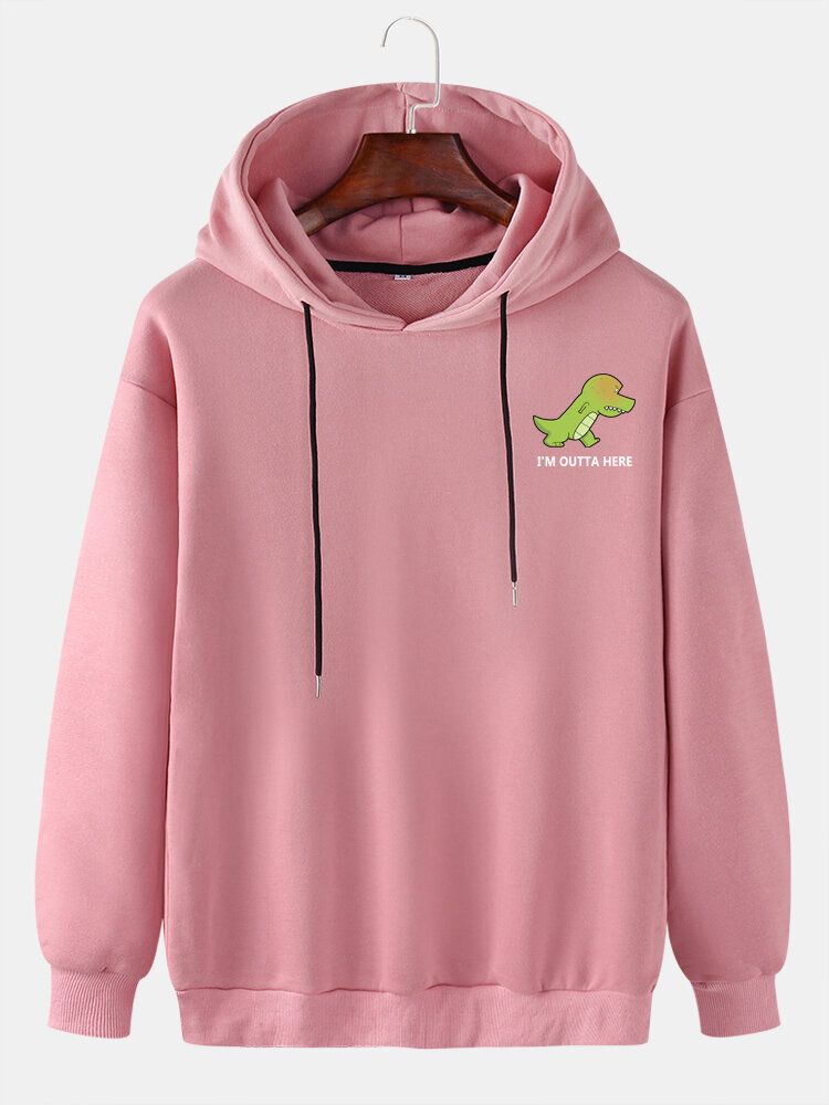 Lässige Kapuzenpullover Mit Kordelzug Aus Baumwolle Für Herren Mit Cartoon-dinosaurier-buchstabendruck