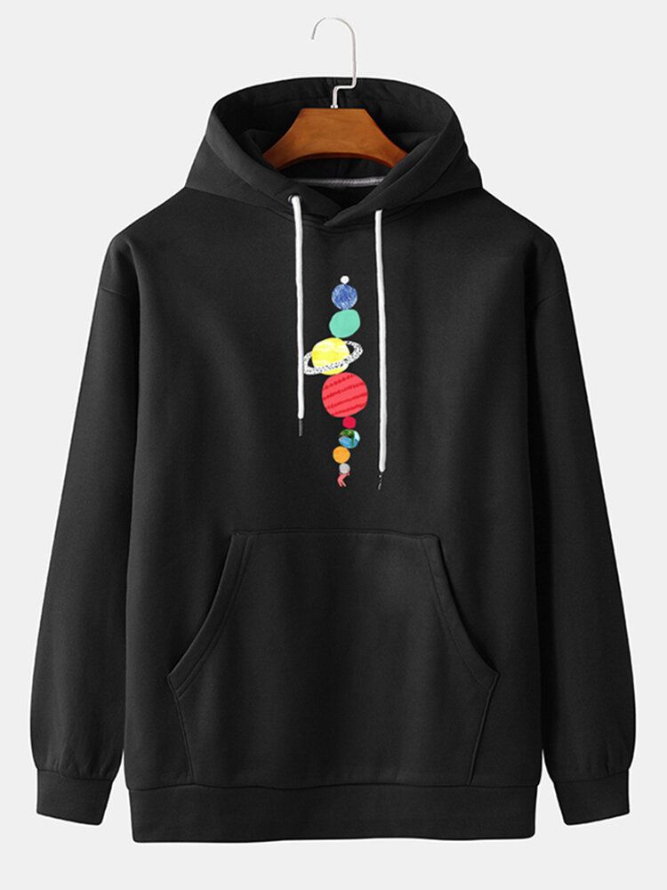 Lässige Langarm-hoodies Mit Cartoon-planet-print Für Herren