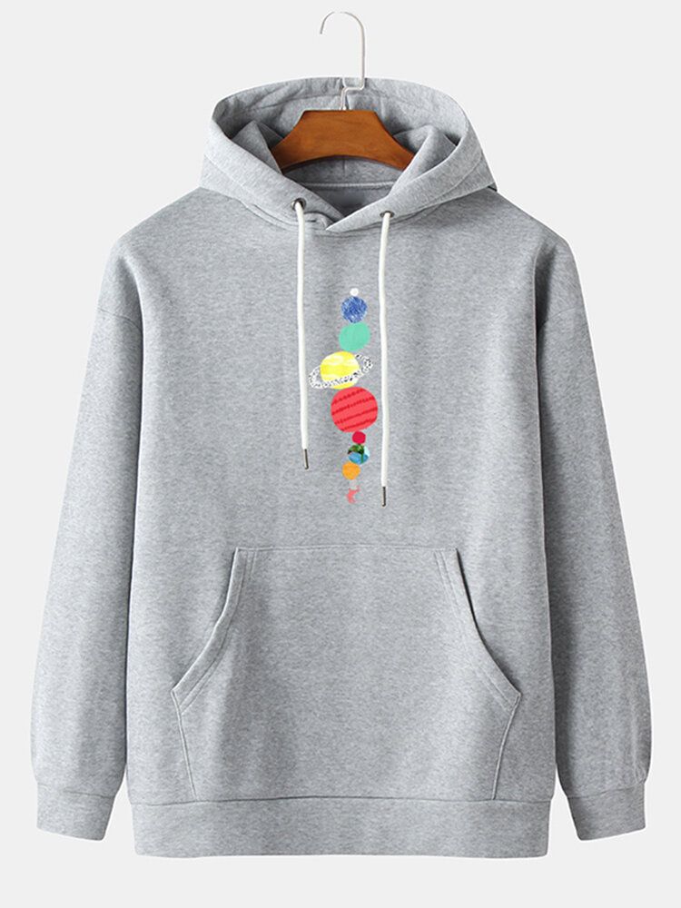 Lässige Langarm-hoodies Mit Cartoon-planet-print Für Herren