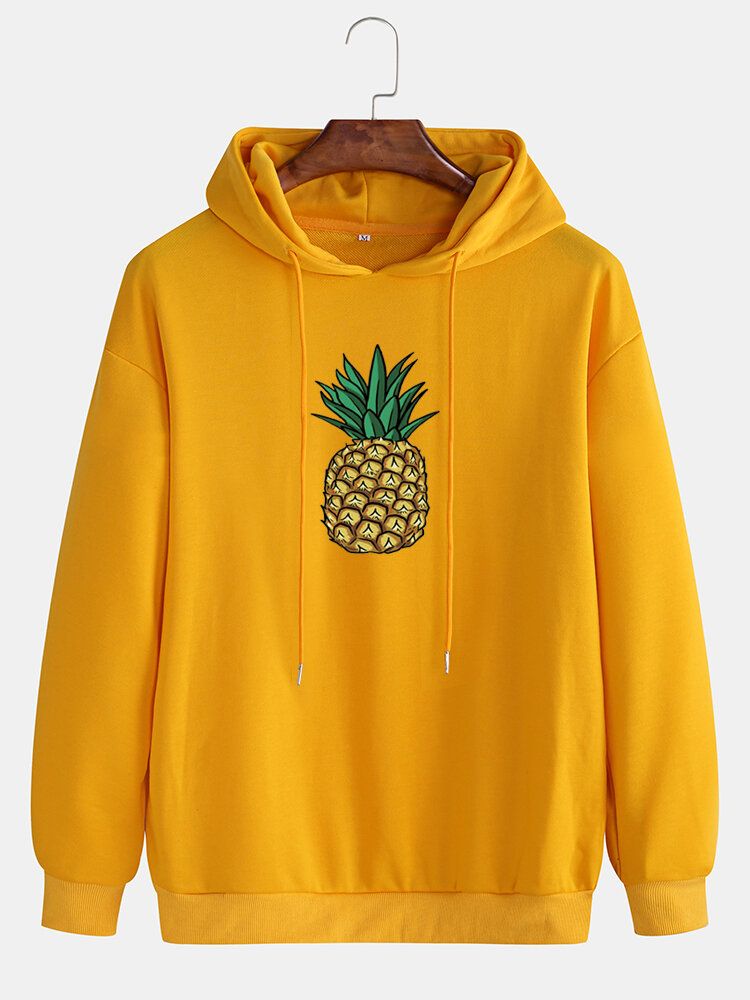 Lässige Langarm-hoodies Mit Einfachem Ananas-print Für Herren