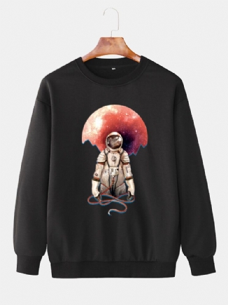 Lässige Langarm-sweatshirts Mit Rundhalsausschnitt Und Astronauten-aufdruck Für Herren