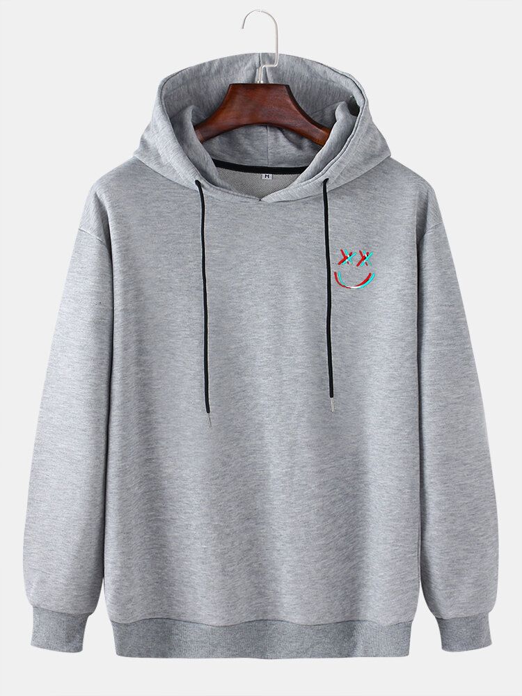 Lässige Pullover-hoodies Aus Baumwolle Mit Reflektierendem Smile Face Print Für Herren