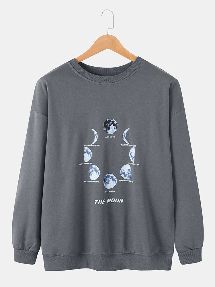 Lässige Pullover-sweatshirts Aus Baumwolle Mit Lunar Eclipse-print Für Herren