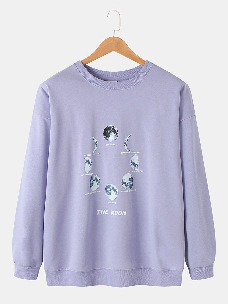 Lässige Pullover-sweatshirts Aus Baumwolle Mit Lunar Eclipse-print Für Herren