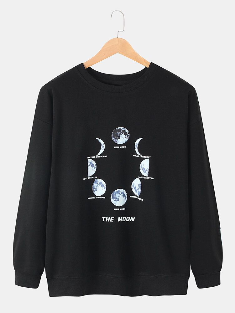 Lässige Pullover-sweatshirts Aus Baumwolle Mit Lunar Eclipse-print Für Herren