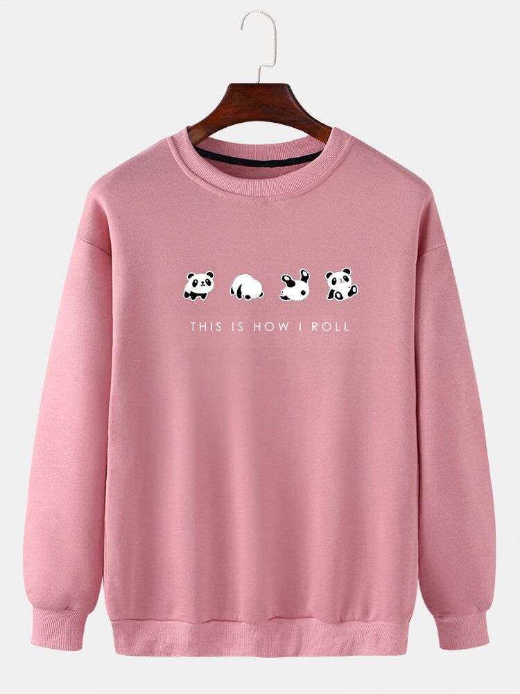 Lässige Sweatshirts Mit Cartoon-panda-print Und Slogan-muster Für Herren