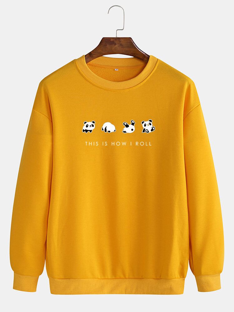 Lässige Sweatshirts Mit Cartoon-panda-print Und Slogan-muster Für Herren