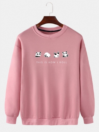 Lässige Sweatshirts Mit Cartoon-panda-print Und Slogan-muster Für Herren