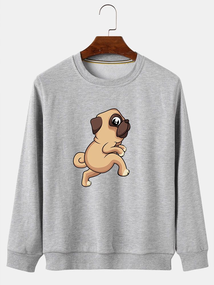 Lässige Sweatshirts Mit Rundhalsausschnitt Aus Baumwolle Für Herren Mit Cartoon-hund