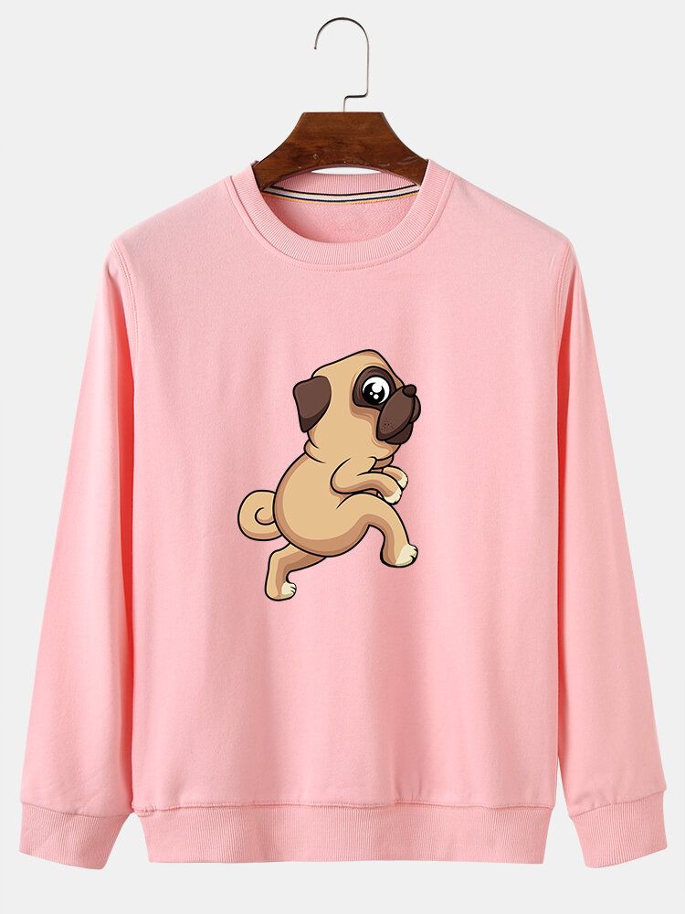 Lässige Sweatshirts Mit Rundhalsausschnitt Aus Baumwolle Für Herren Mit Cartoon-hund