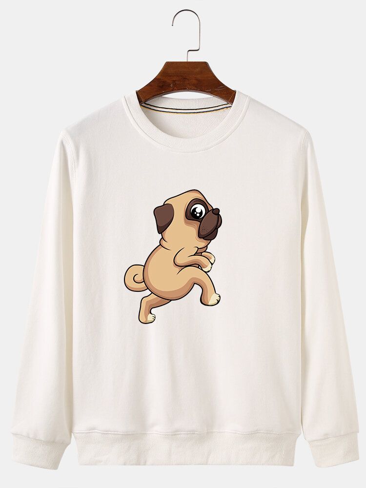 Lässige Sweatshirts Mit Rundhalsausschnitt Aus Baumwolle Für Herren Mit Cartoon-hund