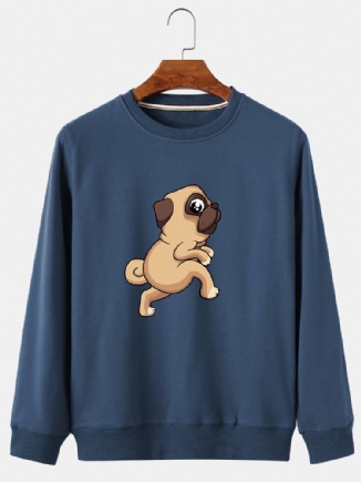 Lässige Sweatshirts Mit Rundhalsausschnitt Aus Baumwolle Für Herren Mit Cartoon-hund