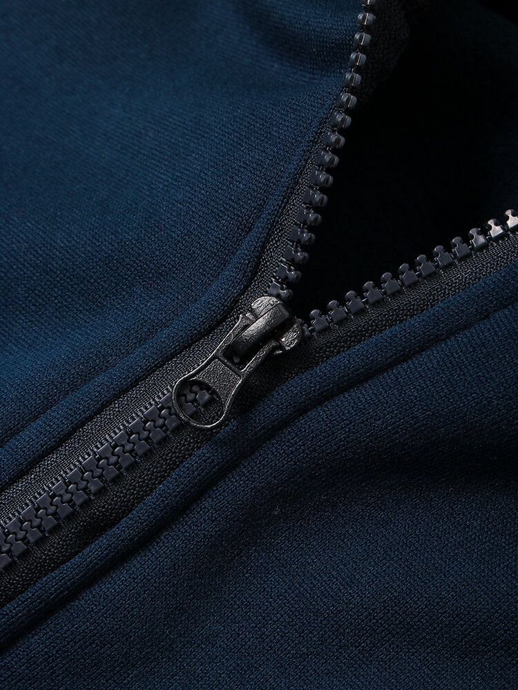 Lässiger Hoodie Mit Farbblock-patchwork-reißverschluss Vorne Im Straßenstil Für Herren