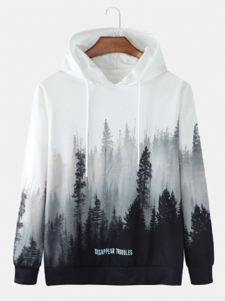 Lässiger Hoodie Mit Kordelzug Und Waldlandschaftsdruck Für Herren