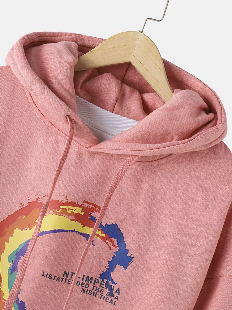 Lässiger Hoodie Mit Slogan-grafikdruck Und Kängurutasche Für Herren