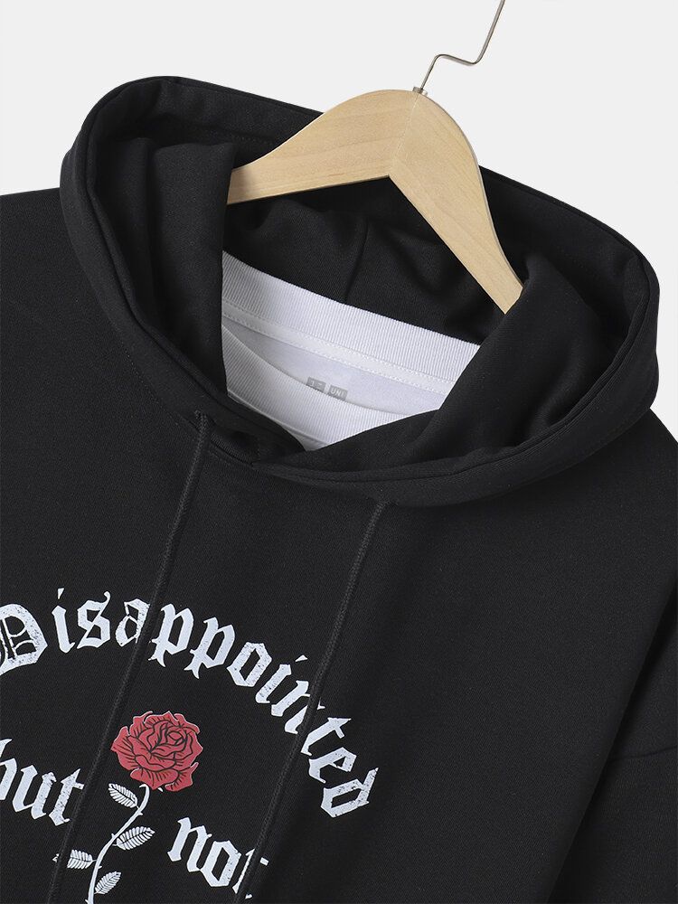 Lässiger Kapuzenpullover Mit Kordelzug Aus 100 % Baumwolle Mit Rosen-slogan Und Grafikdruck Für Herren