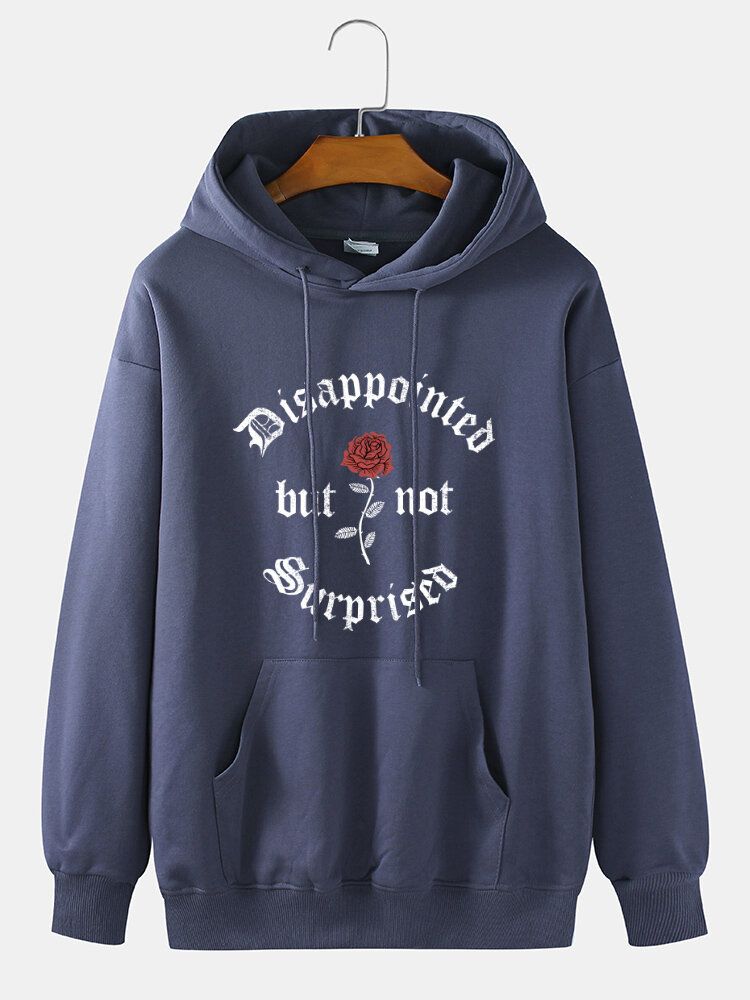 Lässiger Kapuzenpullover Mit Kordelzug Aus 100 % Baumwolle Mit Rosen-slogan Und Grafikdruck Für Herren