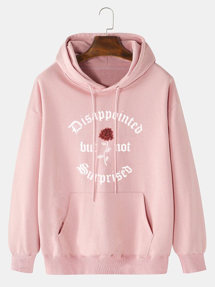 Lässiger Kapuzenpullover Mit Kordelzug Aus 100 % Baumwolle Mit Rosen-slogan Und Grafikdruck Für Herren